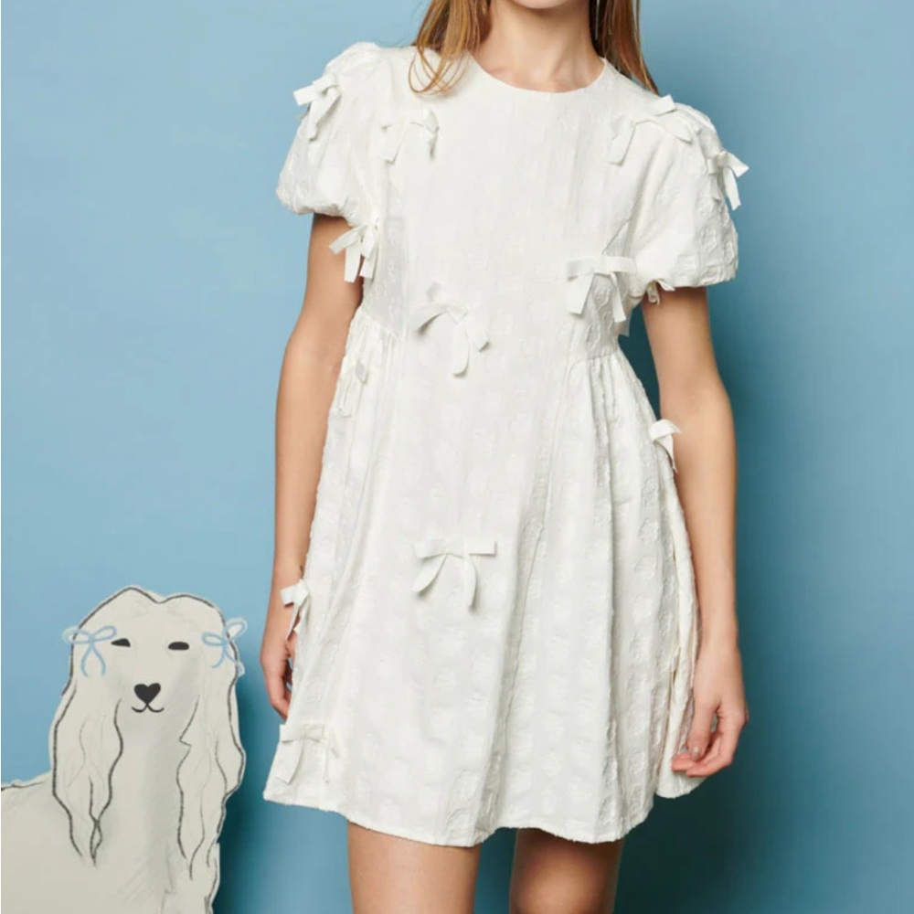 Sister Jane White Puff Sleeve Tiered Mini Dress